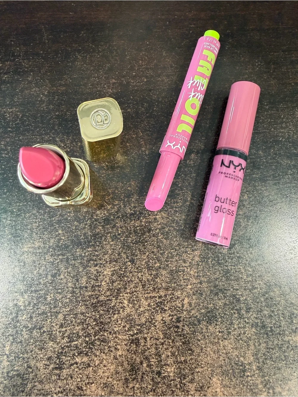 NYX Pink Lipstick, Lip Stain & Butter Gloss Trio - Bright Pink Set